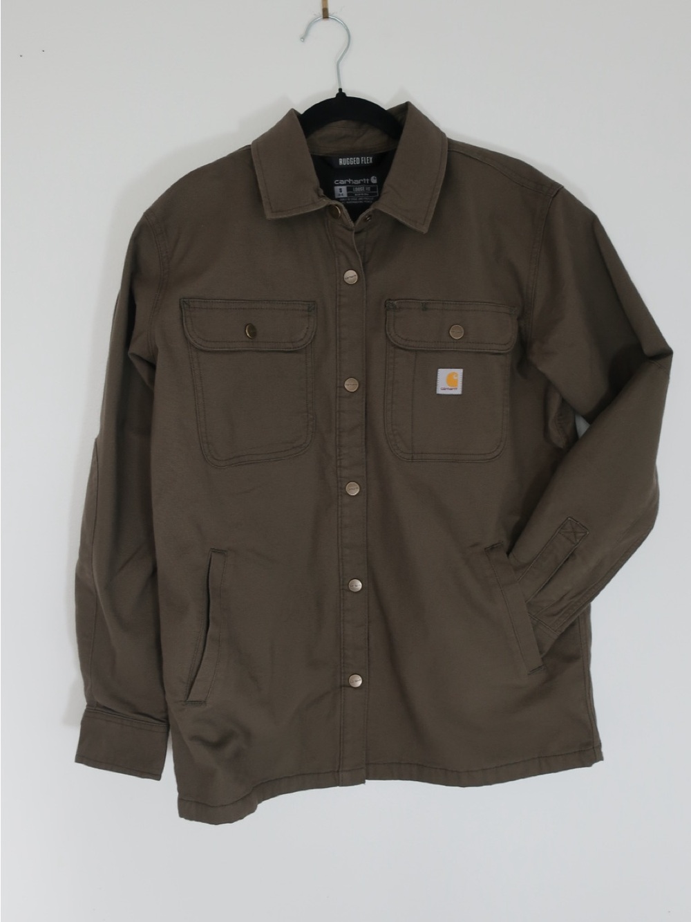Carhartt Women's Rugged Flex Loose Fit Canvas Fleece-Lined Shirt Jacket